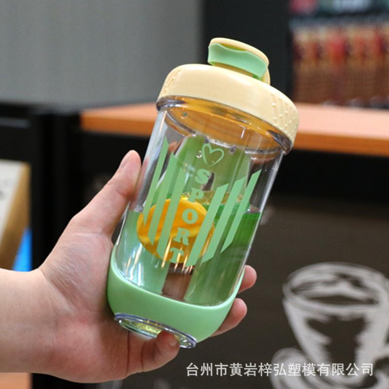 Wasserflasche 190ML Sport-Proteinpulver-Shaker für Jungen und Mädchen Milchshake-Becher mit Trageseil Messbecher tragbarer Doppelbecher Wasserbecher