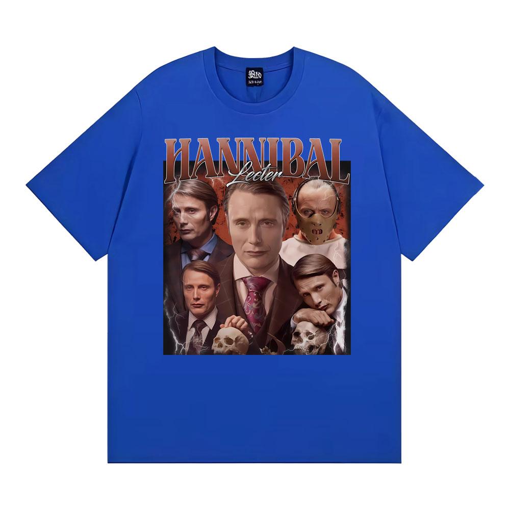 Vintage Style Hannibal Lecter Mads Mikkelsen T-shirt Men Women Fashion Casual Oversized T Shirts Summer Tops 100% Cotton T Shirt