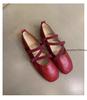 Fashion Spring Ballet Flat Shoes Women Comfy Leather Shoes 2025 Women Luxury Women Square Toe Flat Mary Janes Ladies Shoes Double Buckle