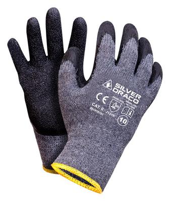 Knitted Gloves Coated With Rubber Silver Draco Black 9 - 12 Pairs - Rek Reco C9