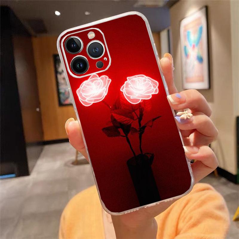 Phone Case For Iphone 17 Pro Max Air 16 15 14 13 Pro Max 15 16 Pro 15Plus Rose In the Dark