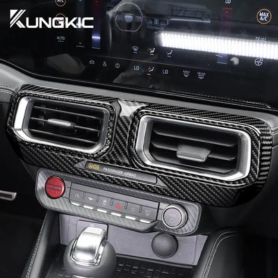 Car Central Control AC Panel Real Soft Carbon Fiber Sticker for Ford Mustang GT 2024 2025 LHD RHD Interior Trim Accessories