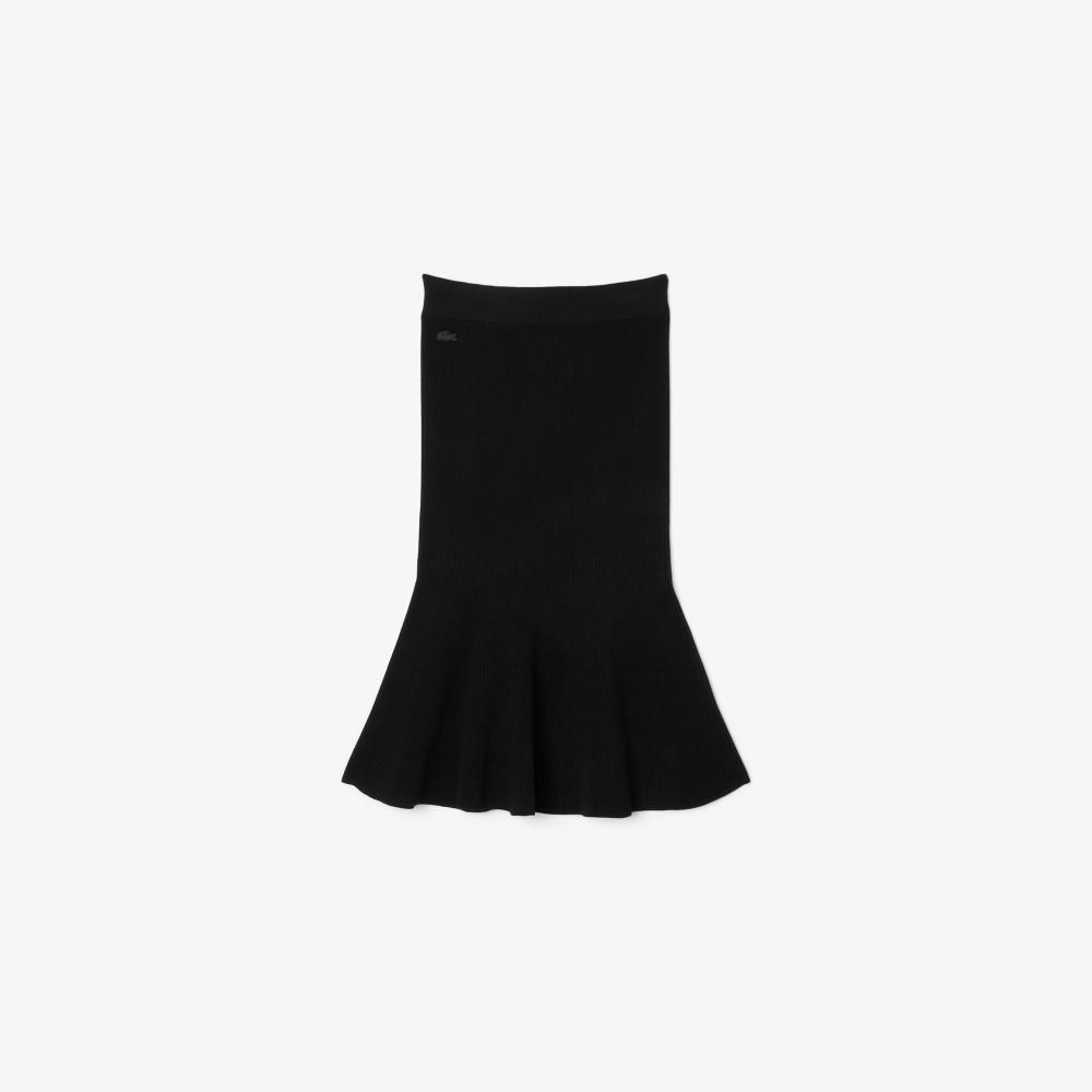 Lacoste Women's 3D Rib Knit Flared Midi Skirt JF4162-55N031