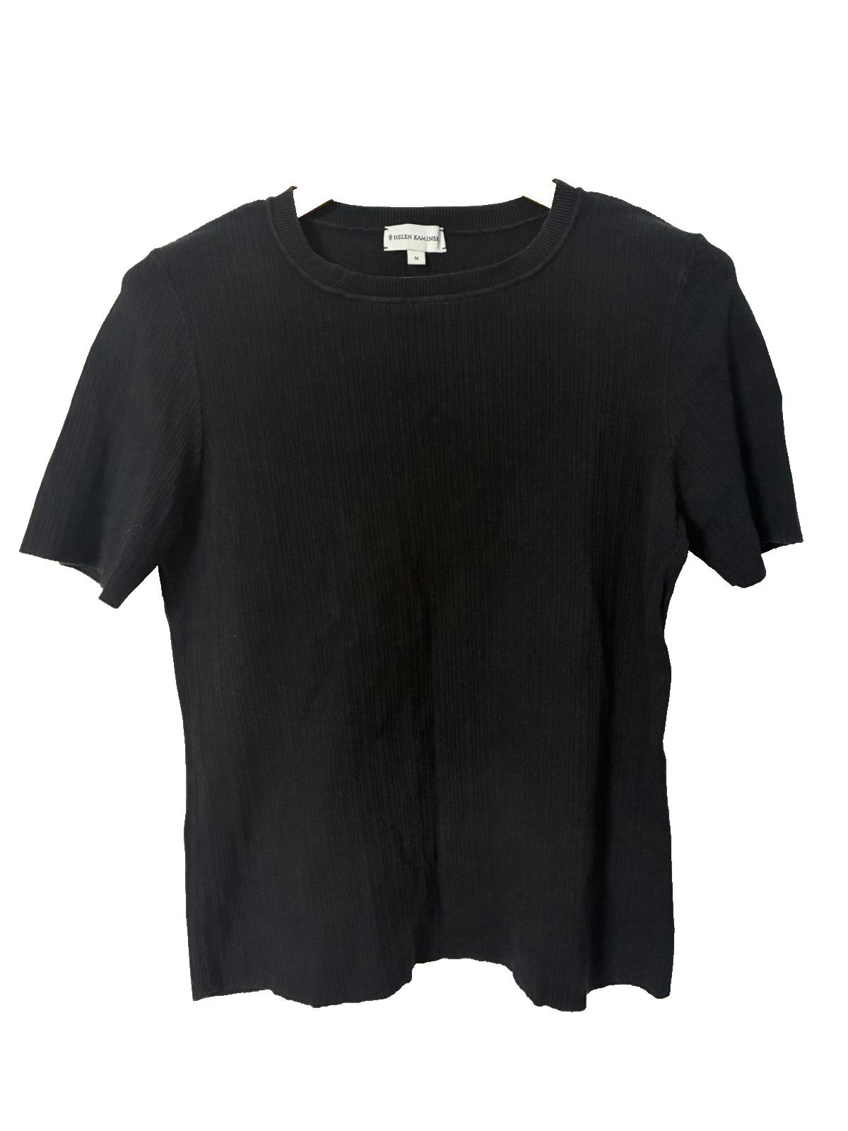Helen Kaminski Tee Womens Medium Black Ribbed Sara Top Shirt Essentials M