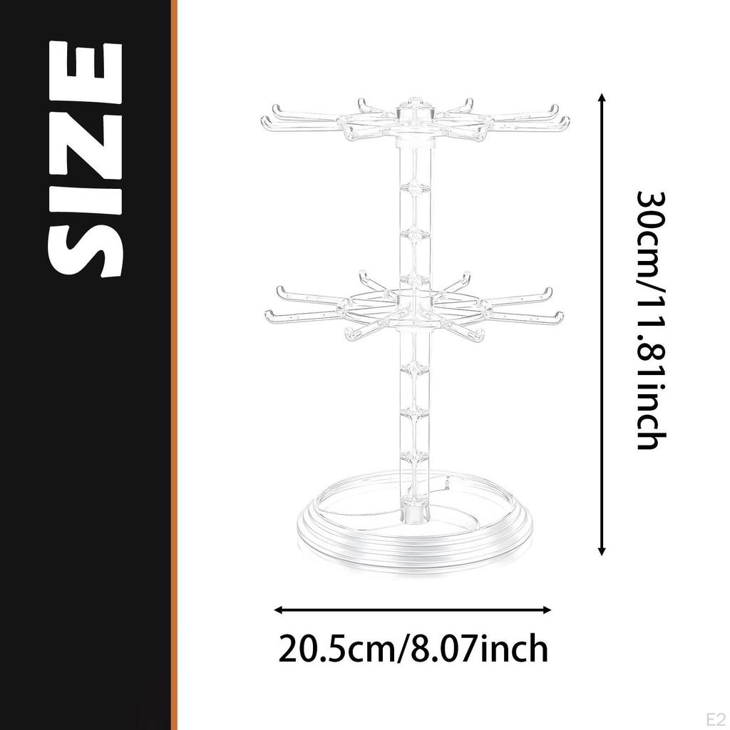 Rotating Jewelry Display Stand Keychain Holder Women Gift 2 Tier Storage Rack for Scrunchies Hair