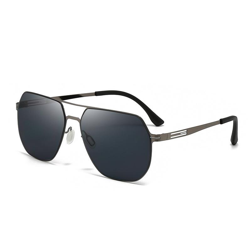 Ultra-Light Sunglasses Stainless Steel Leather Square Driver Men'S Driving Lenses Sunshade Sunglasses Premium Trendy