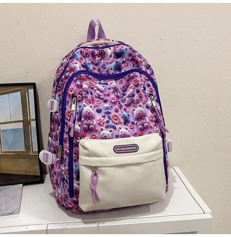 

School bag girls new junior high school students love backpacks high school students lightweight versatile large capacity backpack фіолетовий