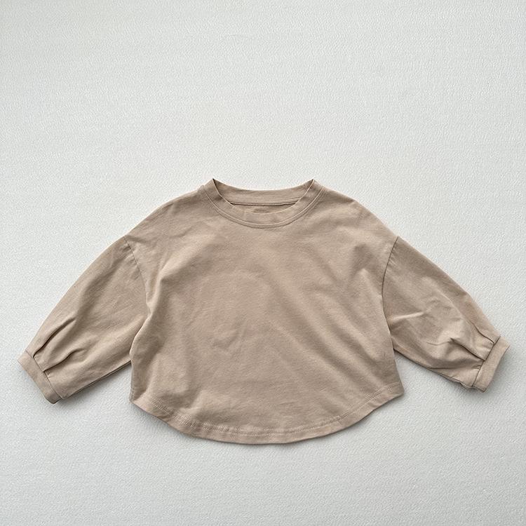 

Детская хлопковая футболка с длинным рукавом в корейском стиле: Круглый вырез, Осень/Весна 90 cm