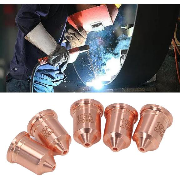 

5 Pcs 220990 105A Nozzle Tip, Brass Plasma Cutting Torch Nozzle Tips for PMX 65 85 125A Consumables, Carefully Engineered with Optimized Torch