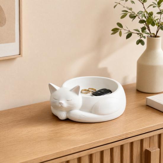 3D Printed Cat Jewelry Storage Holder, Succulents Flowerpot, Nordic Style Desktop Organizer for Rings Earrings Bracelets And Plants