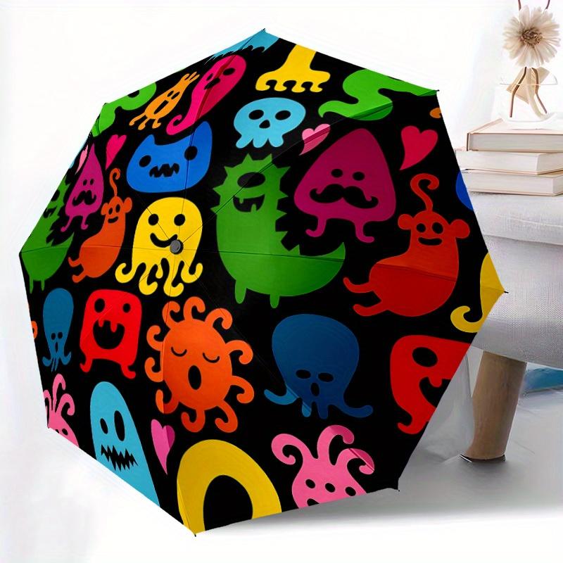 1pc Colorful Creatures Automatic Open/Close Umbrella, Umbrella with Cartoon Design, Portable Compact Umbrella for Men & Women, Good Holiday