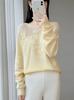 2026 Autumn/Winter Pure Wool Hand-Embroidered Women's Loose Sweater with Round Neck and Long Sleeves