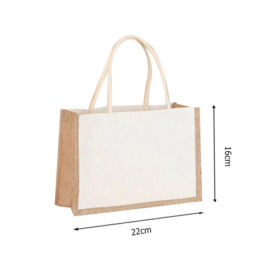 

Burlap Jute Tote Shopping Bag Women Reusable Grocery Large Capacity Storage Bag Fashion Ladies Handbag Wedding Birthday Gift Bag