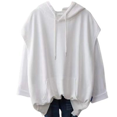 Moletom de Verão Canelado Curto Coreano Solto Para Relaxamento [Tiernyueth] Blusas Femininas, Decote em V, Mangas, Com Capuz, Bolsos, Bainha, Moda, Elegante, Ajuste,