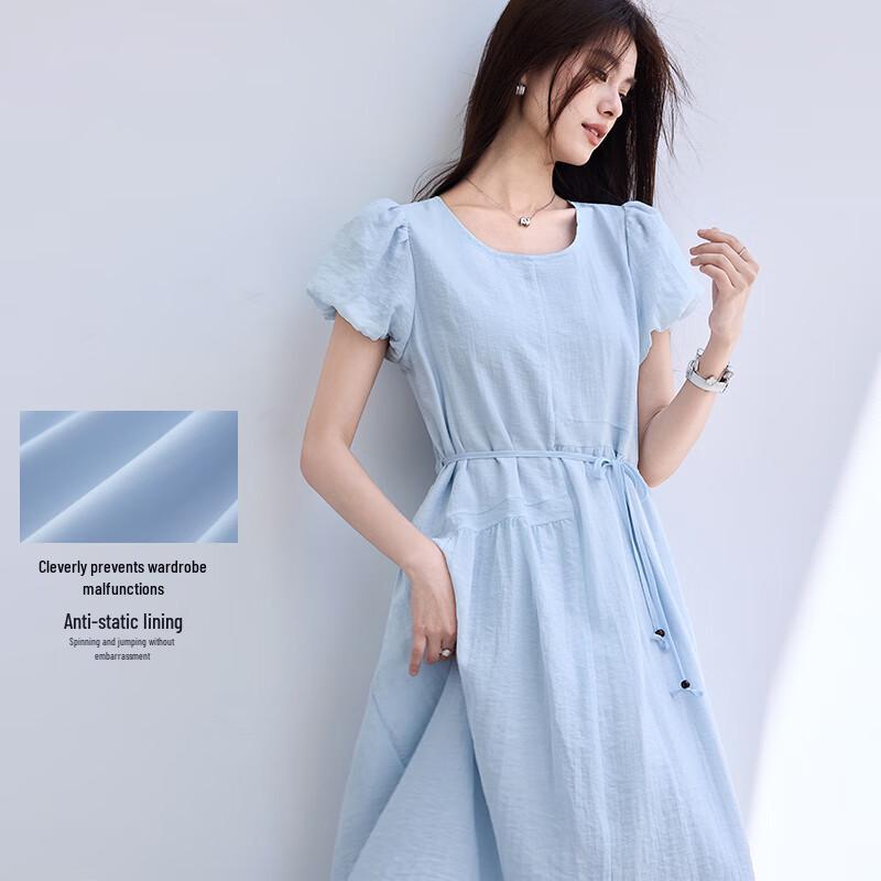 VICTORIA&VERA French Romantic Puff Sleeve Midi Dress