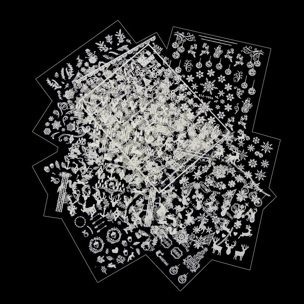 DIY Manicure Glow In The Dark Nail Art Slider 3D Luminous White Snowflakes Christmas Nail Sticker
