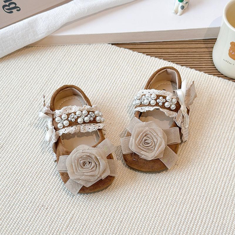 Girls' small leather shoes2026Spring new mesh floral princess shoes, soft sole, non-slip, Korean style fashion shoes for little girls
