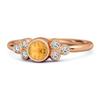 Citrine Bezel Set Cluster Accent Design Ring - 925 Sterling Silver Rose Gold Vermeil