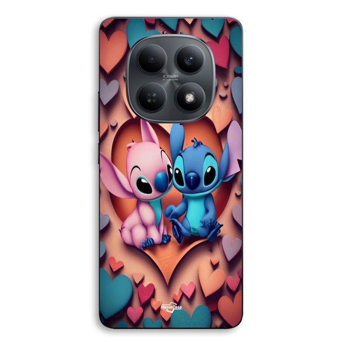 Coque de téléphone - MANIACASE - Xiaomi Redmi Note 15 5G - Silicone TPU - Motif Stitch Angel cœur coloré - Noir
