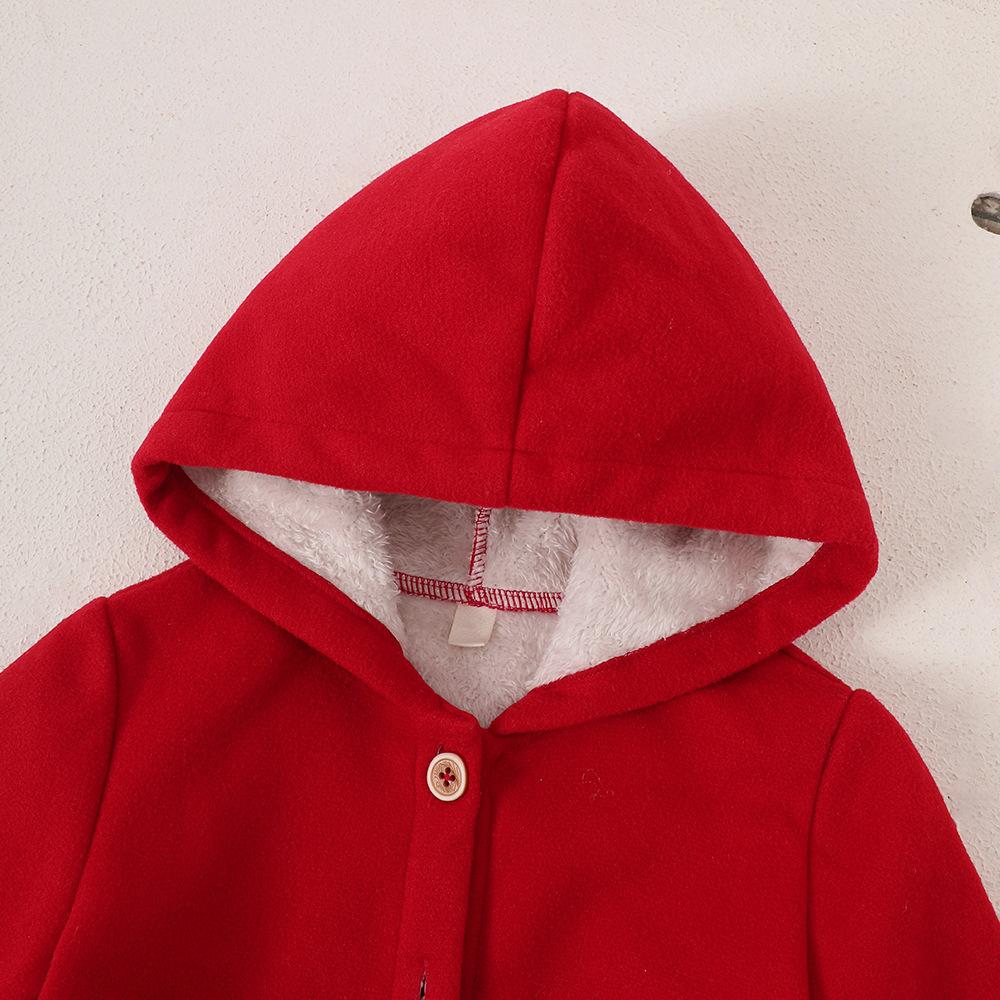 Barnkläder Ny Höst Vinter Flickors Enfärgad Fleecefodrad Huva Enkelknäppt Jacka