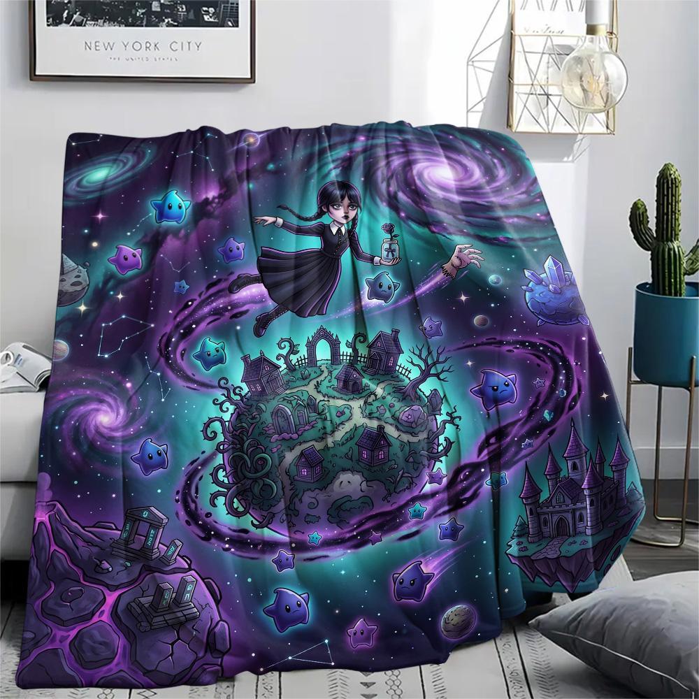 Coperta in Flanella con Stampa di Mercoledì Addams, Coperta Calda Ultra Morbida di Alta Qualità per Tutte le Stagioni, Coperta Accogliente per Arredamento Casa, Regalo di Natale Perfetto