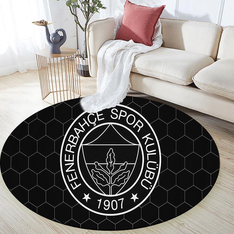 Runder Teppich im Fenerbahce-Muster, Teppich für Wohnzimmer, Schlafzimmer, Spielzimmer, Rutschfeste Bodenmatte, Feiertagsgeschenke und Geburtstagsgeschenke.