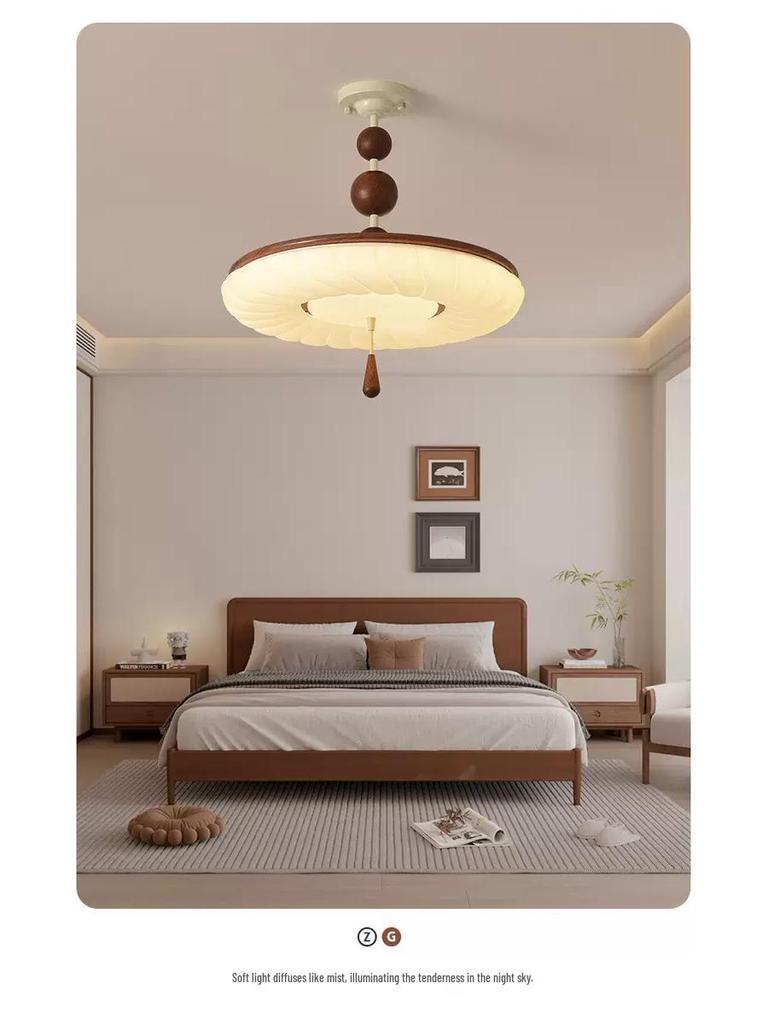 French Retro Cream Ceiling Light - Full Spectrum Eye Protection Chandelier for Bedroom or Study.