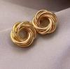 New Metal Circle Chain Earrings Creative Personality Geometry Fried Dough Twists Circle Earrings Wholesale