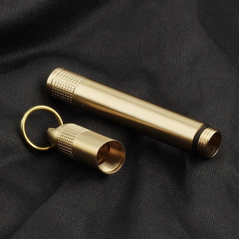 Brass Seal Bottles Waterproof Canister Keychain Medicine Toothpick Bottle Outdoor Camping Tool
