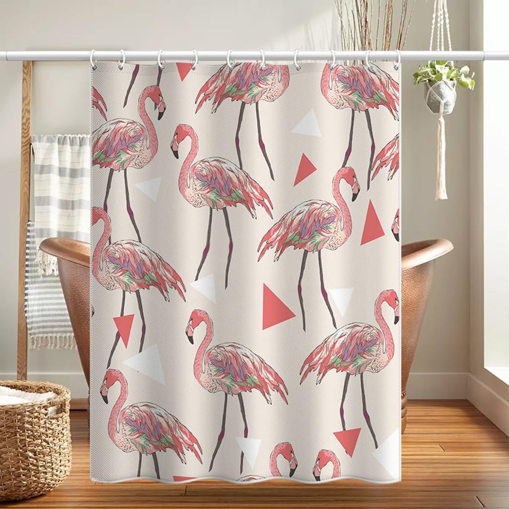 1Pcs Nordic Flamingo Pattern Shower Curtain Bathroom Waterproof Digital Printing Partition Curtain For Bathroom Decoration