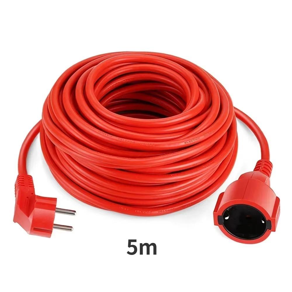 Melery Cabo de extensão de régua de energia 5/10 m, 10 A, tomadas da UE, 2500 W, tomada elétrica Schuko vermelha, tomada interna e externa, engenharia