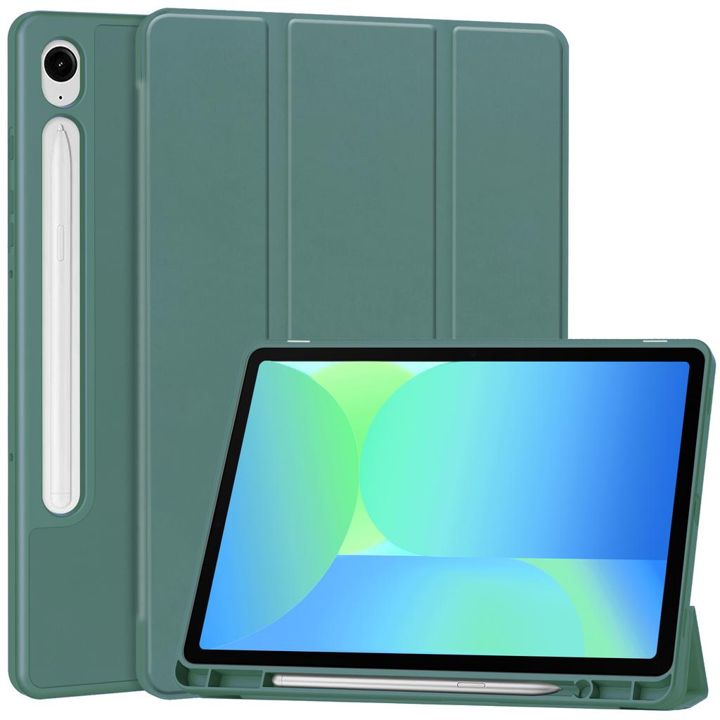 Pentru Samsung Galaxy Tab S10 FE/S9 FE Husă cu suport din piele cu absorbție a șocurilor, cu slot pentru stilou