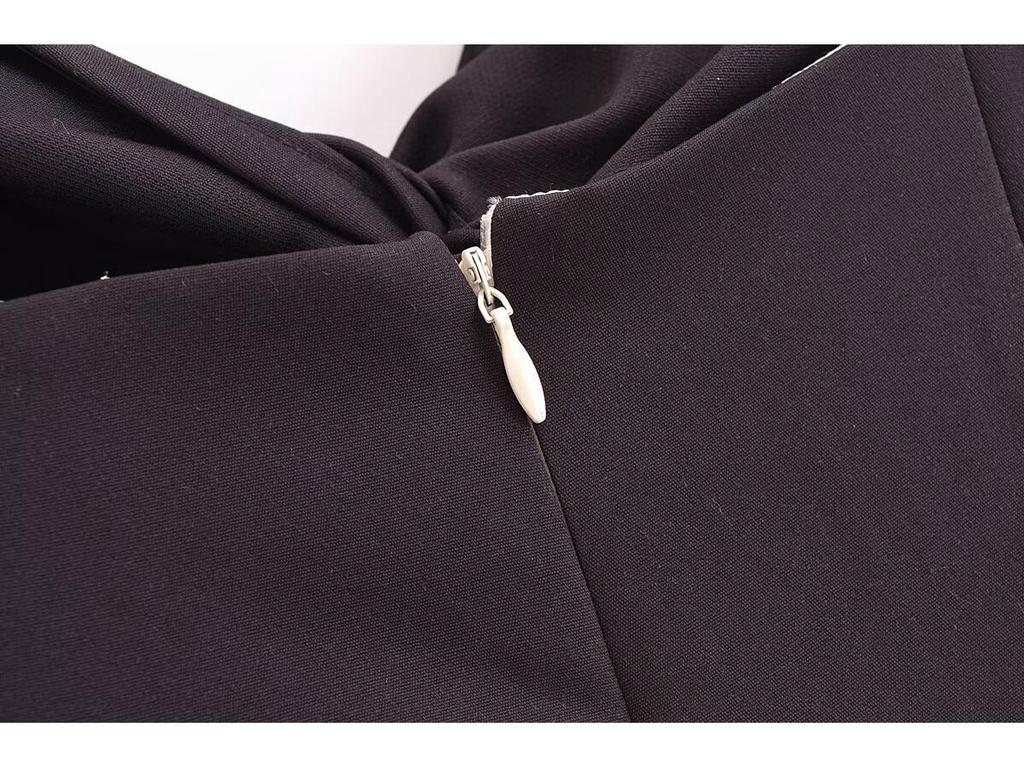 2025 Spring Women's European & American Style Color Block Jacquard Spaghetti Strap Long Dress