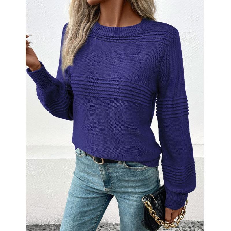 Autumn Long Sleeve Casual Pullover Women's Sweater Solid Round Neck Soft Warm Knitted Sweaters Women Winter Clothing Elegant Knitwears Tops 24705