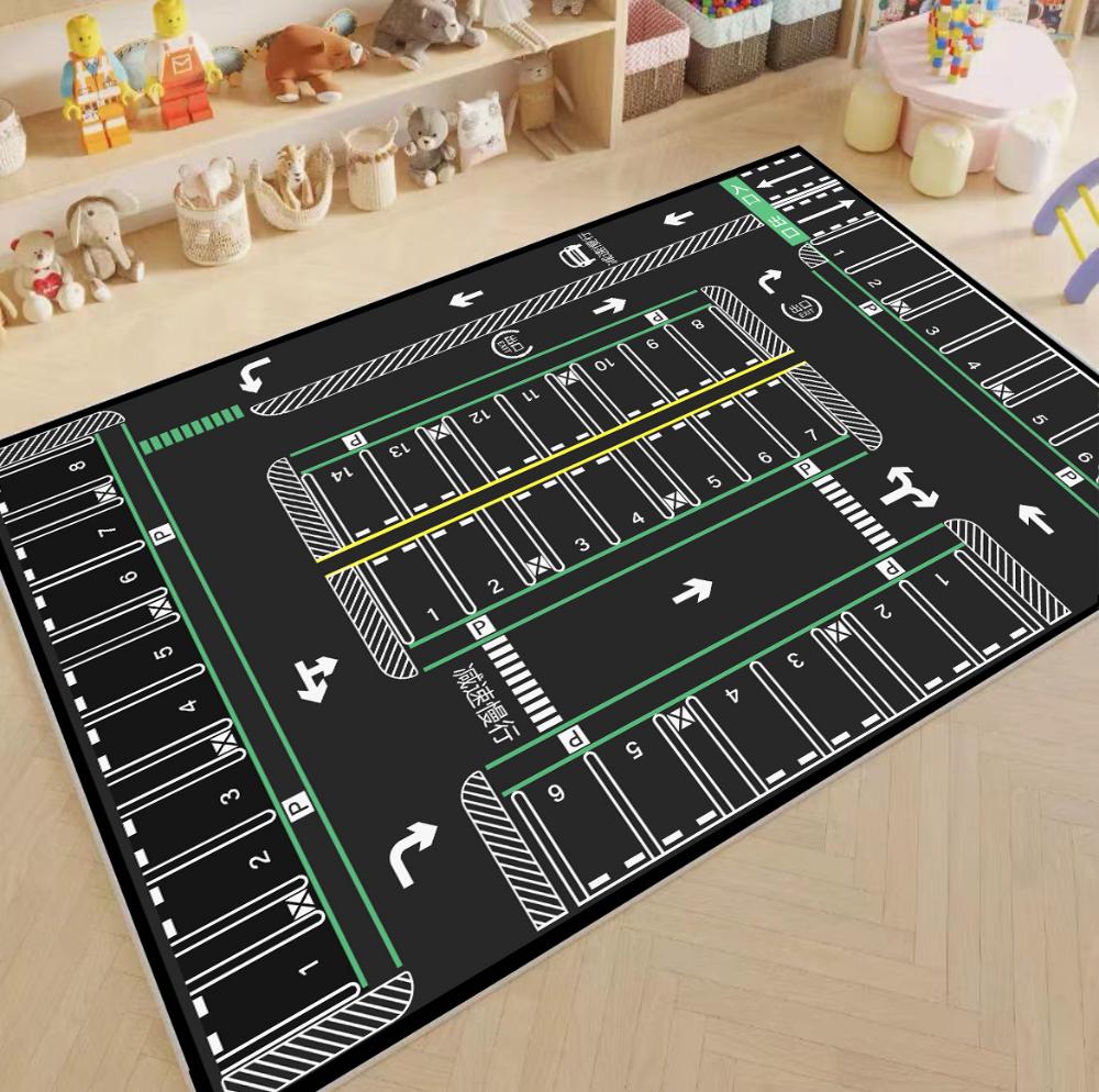 Playful City Traffic Route Carpet Living Room Bedroom Rug Interactive Rug Kid Playmat Parent-child Activity Rug Birthday Gift