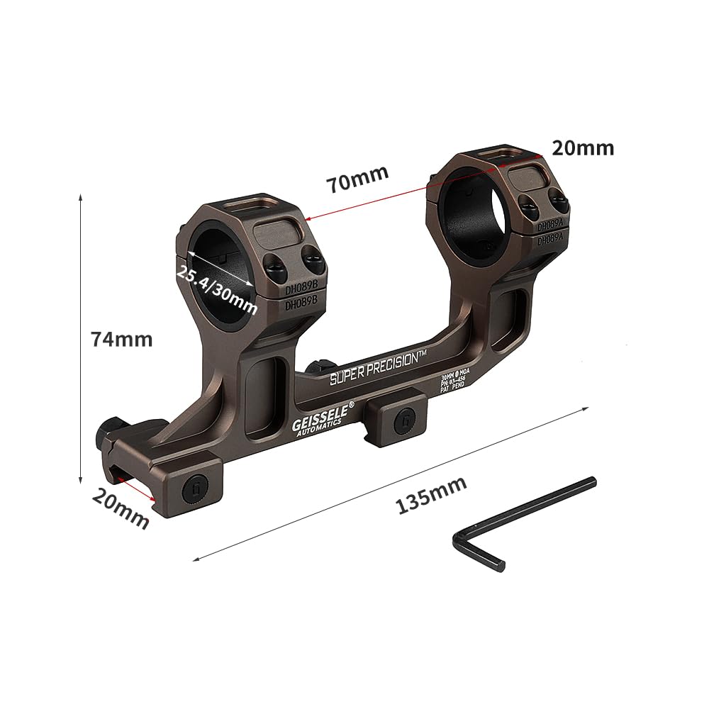 ProWildGear GEISSELE Type Ring Scope Mount Integrated Optical Sight Mount 20mm Rail Picatinny Coffee 30/ 25.4mm (1.93/Dark Color) [Item]