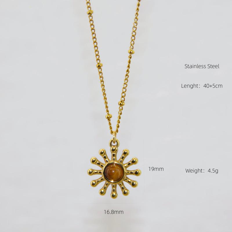 Collana a Pendente in Acciaio Inossidabile e Oro 18K con Charms a Cuore, Stella e Croce con Diamanti