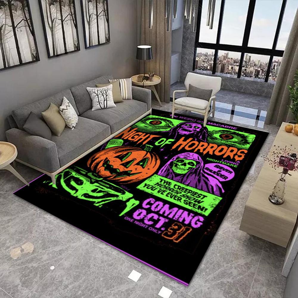 Halloween Night Pumpkin Floor Mat, Non-Slip Door Rug for Living Room Carpet Festive Home Decor for Xmas, Halloween rug