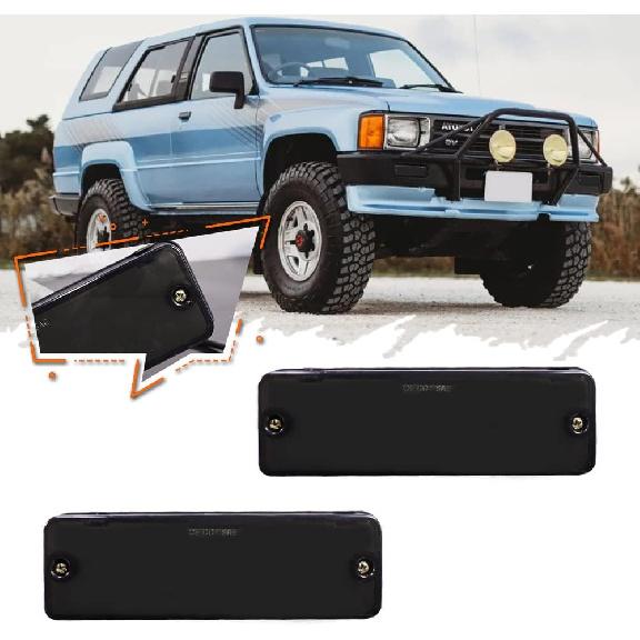 

For 1984 1985 1986 1987 1988 Toyota 4Runner & Pickup Front Bumper Turn Signal Lights White Lens 2 in 1 Amber/White Lights Smoked housing