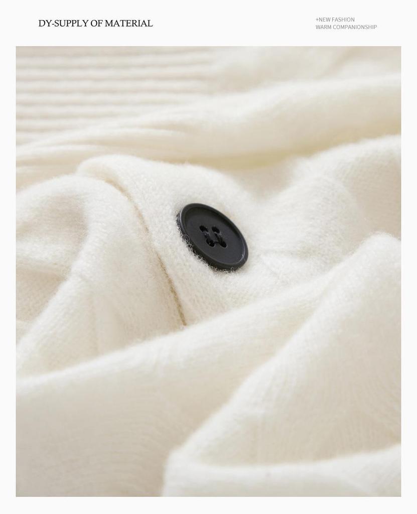 Women's Trendy 100% Wool Cardigan Coat - Large Button, Soft Fluffy, Solid Color, Loose Open-Front Sweater Outerwear for 2025