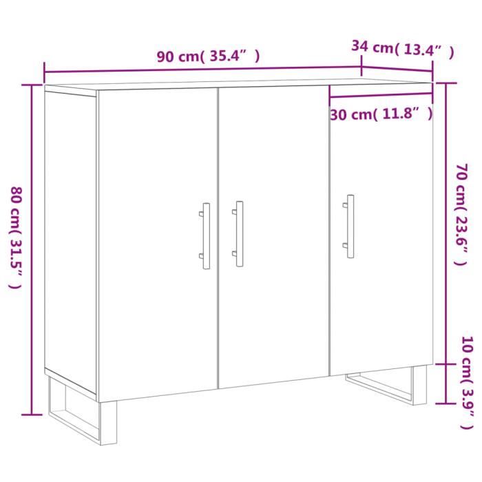 VidaXL White Buffet 90x34x80 Cm Engineered Wood 828132