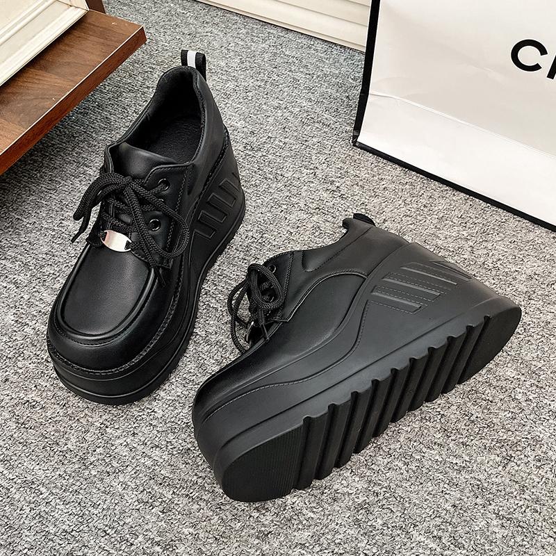 Fashion 10CM Big Size 42 Black Design Female Goth Platform Fashion Cosplay Wedges High Heels Women's Pumps Street Sneaker Shoes Woman