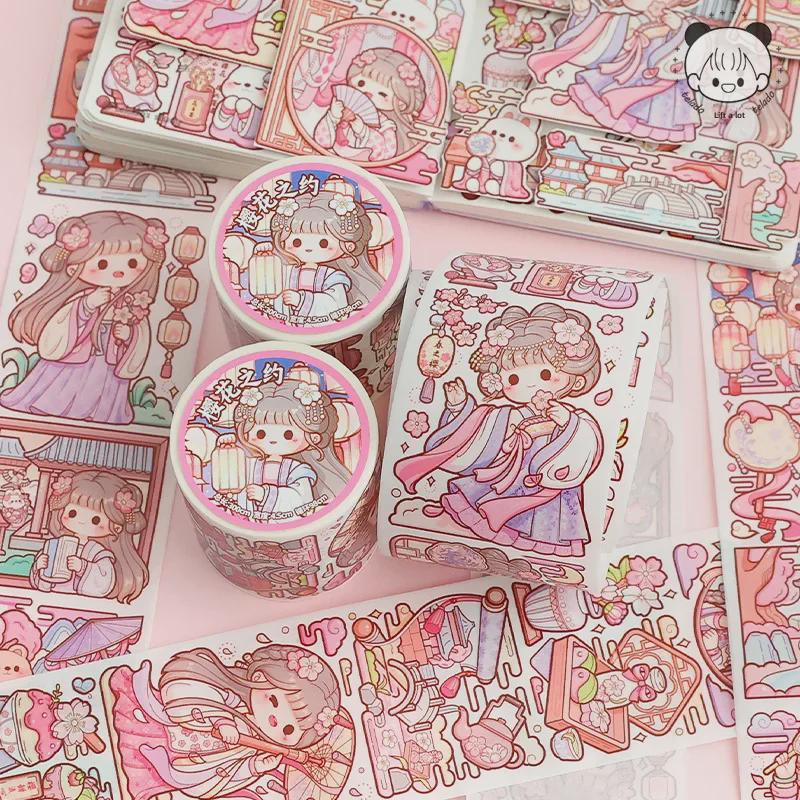 Sakura Date Heart Handbook Tape - Full Roll Set, Japanese Washi Tape for Girls