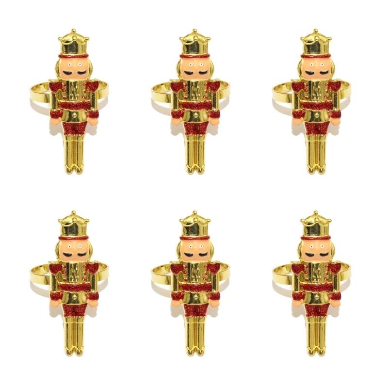 Festival Alloy Napkin Holders Christmas Soldier Design 6Pcs Durable Kitchen Table Setting Essential
