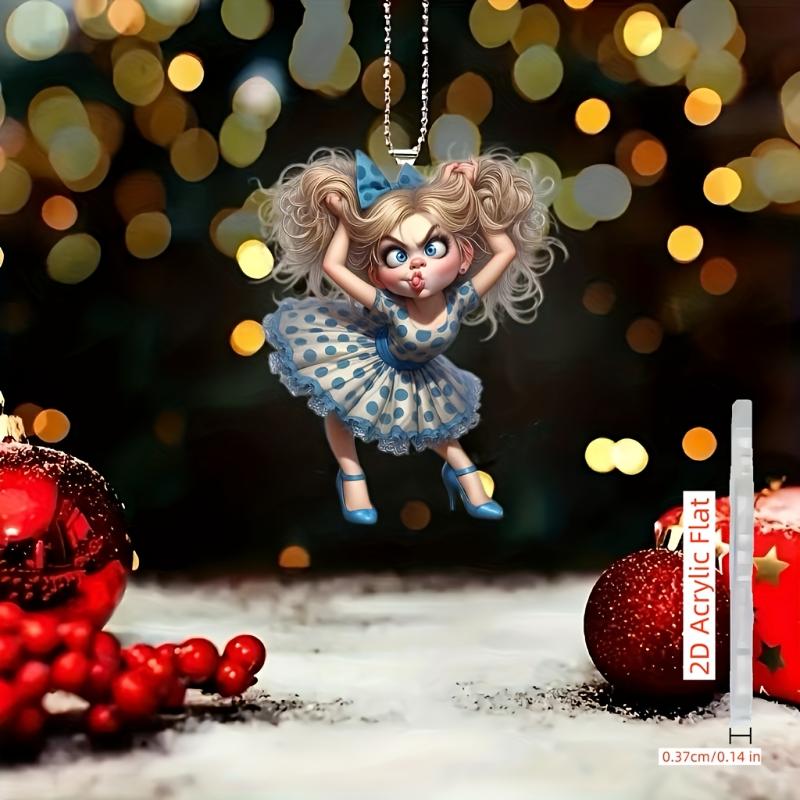 2D Acryl flach niedlich Cartoon Mädchen Anhänger mit lebhaftem und niedlichem Ausdruck, geeignet für Autorückspiegel, Heimdekoration, Taschen und Schlüsselanhänger