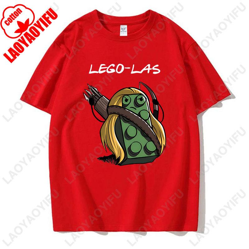 Funny Anime Cartoons Lego-las Printed T-shirt Humor Style Summer Fashion Short-sleev T Shirt Y2k Streetwear Cotton Tee Camisetas