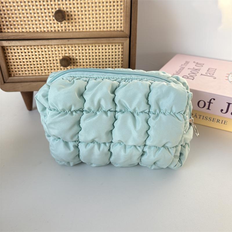 New Quilted Makeup Bag for Women Cosmetics Organizer Portable Travel Skincare Toiletry Bag Student Stationery Pouch Pencil Case