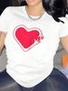 WomenS Casual Heart Print TShirt Sleeve Crew Neck Perfect for Summer Parties Vacations Harajuku Short Sleeve Casual