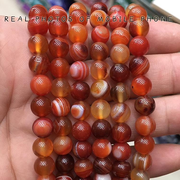 Red Striped Agate Loose Beads for DIY Jewelry Accessories 4mm, ~90 beads per strand, ~11g