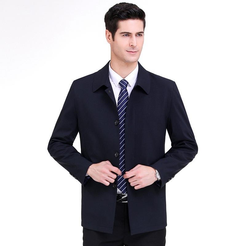 Einreihige Herrenjacke mit Knöpfen, Frühjahrs- und Herbststil, Oberteile für Männer mittleren Alters, Papa-Stil, Locker, Große Größen, Bügelfreie Freizeitkleidung